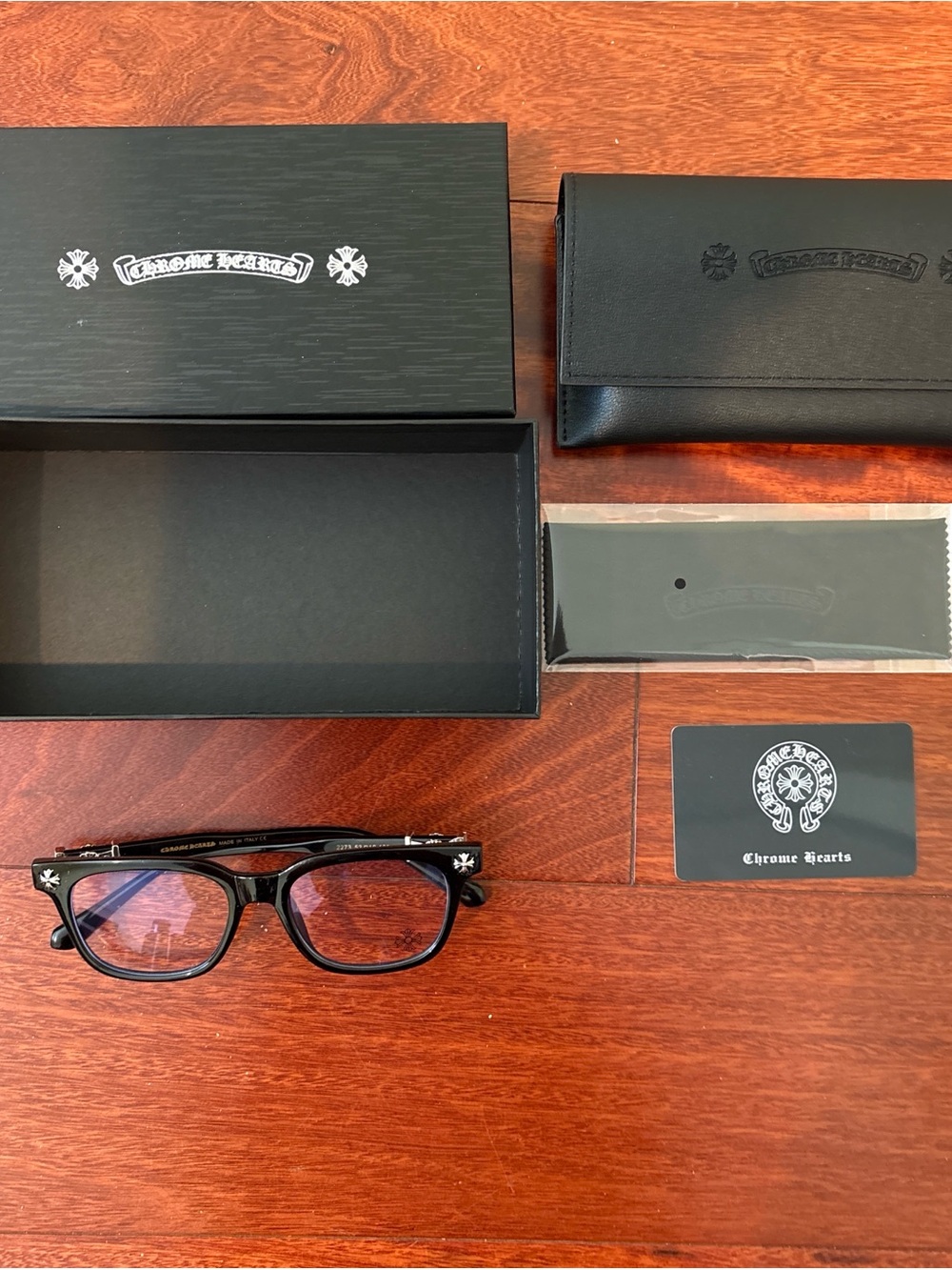 CH chrome and black Frame Eyeglasses with Case & Accessories